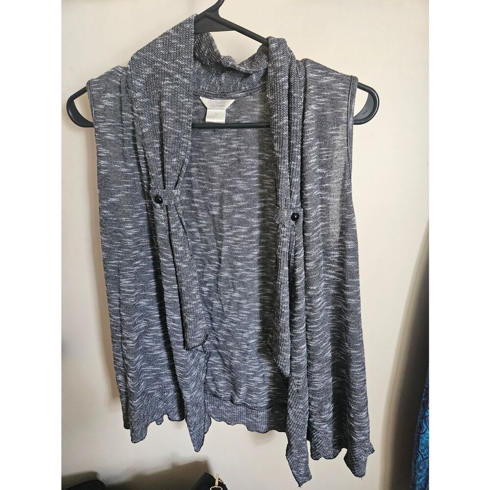 Christopher & Banks Heather Gray Sleeveless Open Front Knit Vest